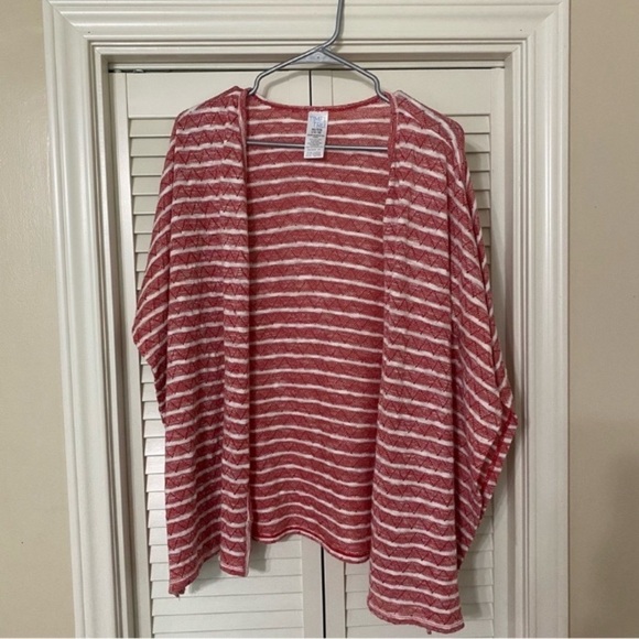 Time & True Red and White Striped Cardigan - Picture 1 of 5